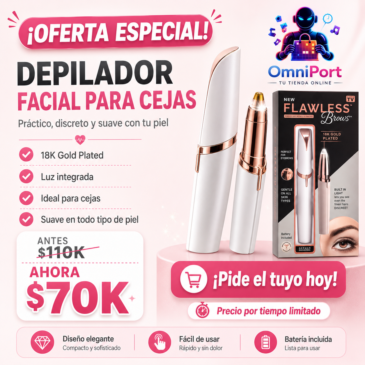 Depiladora Recargable flawless